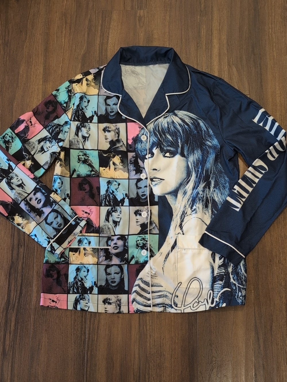 Taylor Swift The Eras Tour Navy Multicolor Photo Print Pajama Top